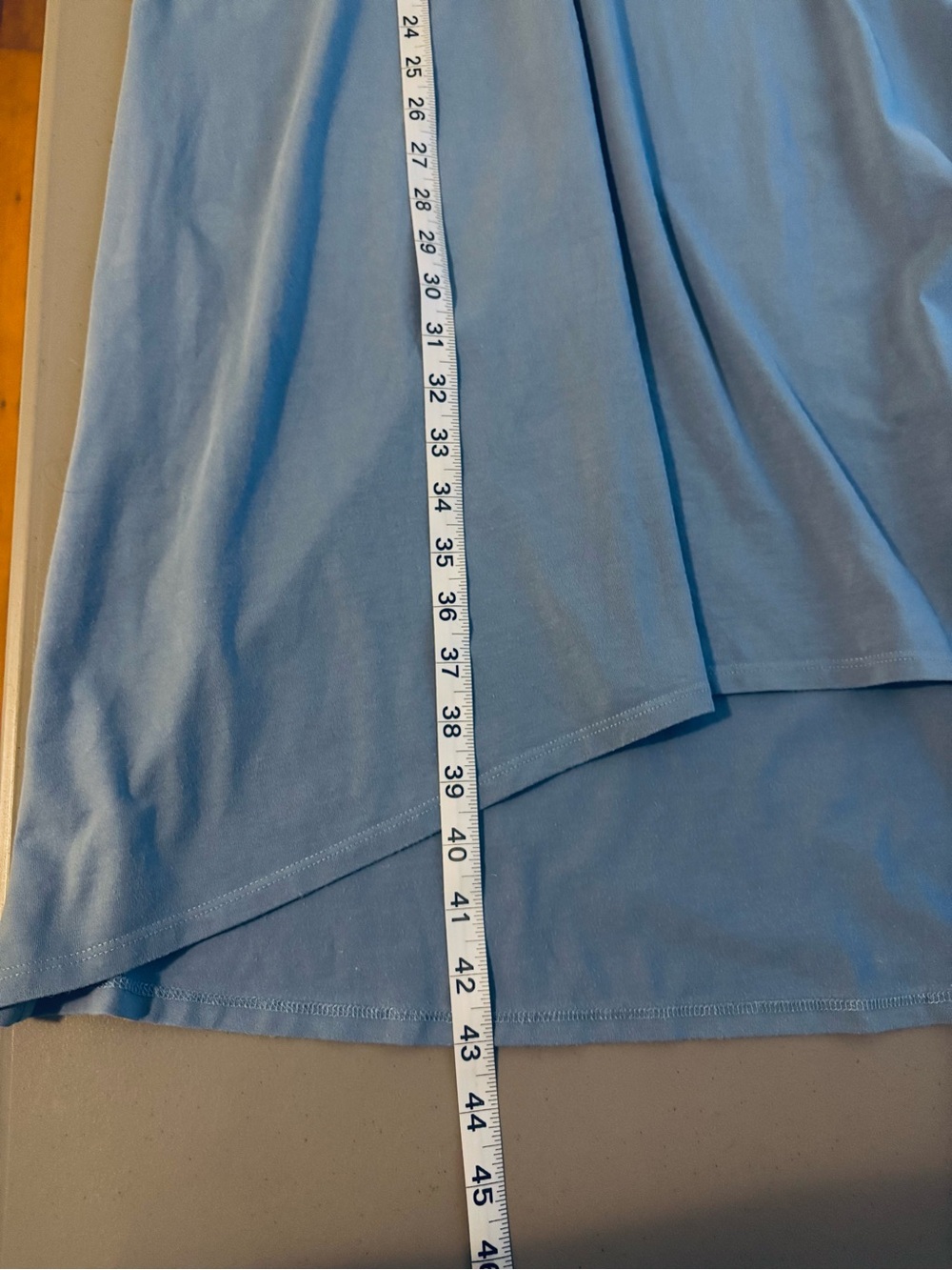 Eileen Fisher Blue faux wrap organic Cotton empire waist midi jersey dress Large - Picture 7 of 8